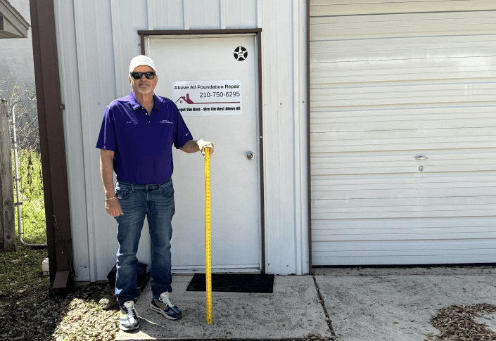 Clay Crain outside the Above All Foundation Repair shop