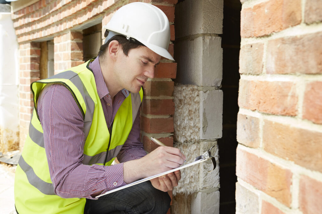 Architect checking the foundation