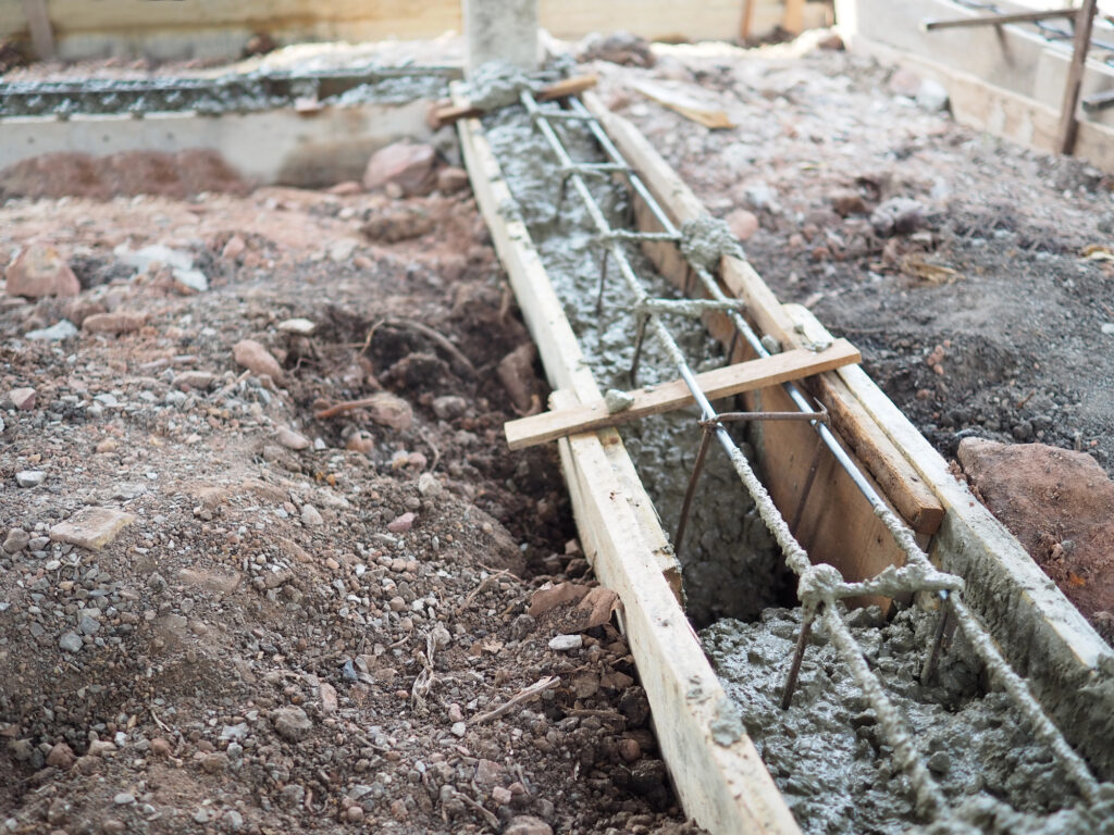 Steel reinforcement wooden framework for concrete pouring